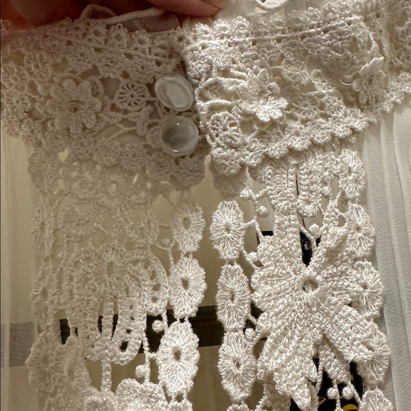 Polo by Ralph Lauren Cream Lace-Front Ruffled High-Neck Blouse Size 4 - Picture 2 of 14